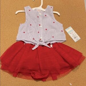 NWT Cat and Jack 3pc Stars and Stripes Outfit Red White and Blue- 4th of July